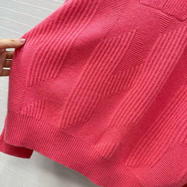 HM 25 Rose Pink Cashmere Jacquard Sweater 02658