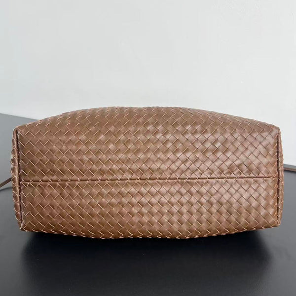 BV Reversible Tote Bag 43cm Intreccio Nocciola Amber Calfskin Suede