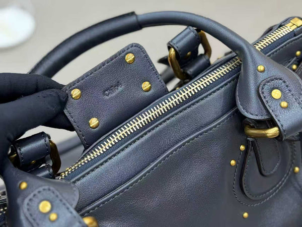 Chloe 2025 Paddington Bag Black Grained Leather.