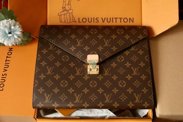 BLLV Mark Folder Monogram Dark Brown Coated Canvas Calfskin