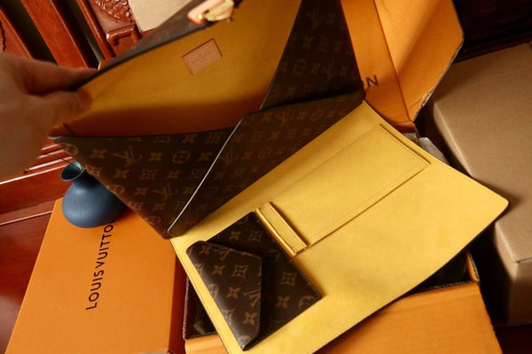 BLLV Mark Folder Monogram Dark Brown Coated Canvas Calfskin