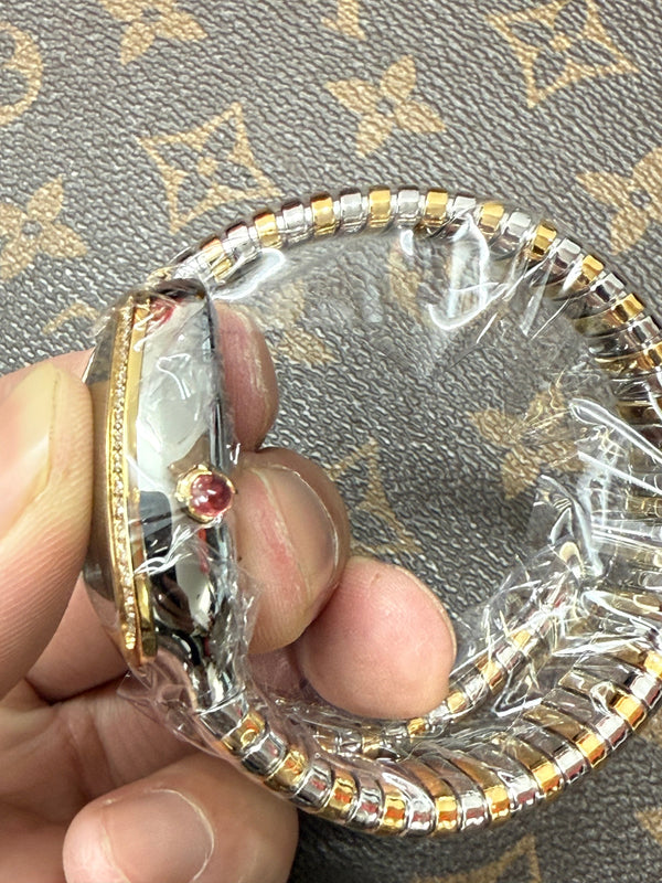 Bvlgari Serpenti Tubogas 35mm Diamond Ladies Gold Silver Black Dial Watch
