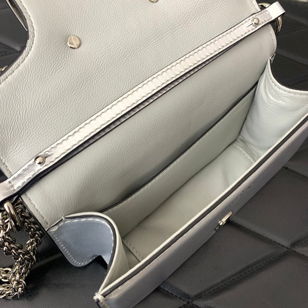 Valentino Garavani Small Locò Shoulder Bag Sliver Metallic Leather