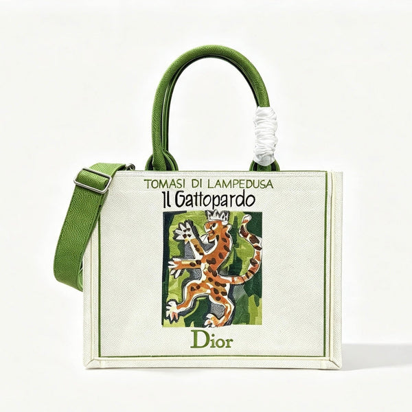 CD Book Tote Il Gattopardo Embroidery Beige Multicolor Canvas 263520