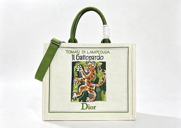 CD Book Tote Il Gattopardo Embroidery Beige Multicolor Canvas 263520