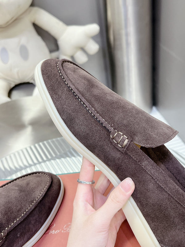 Loro Piana Suede Summer Walk Loafers Brown
