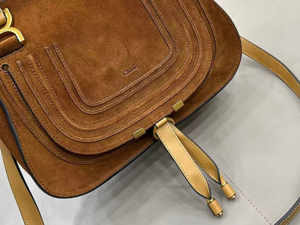 Chloe Marcie Bag 30cm Brown Suede