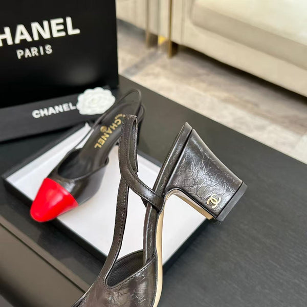 CC 26s Slingback 9cm Black Red Leather