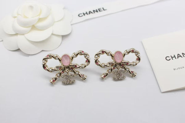 Chanel Ribbon Bow CC Earrings