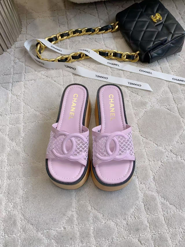 CC Logo Platform Sandals Lambskin 723735