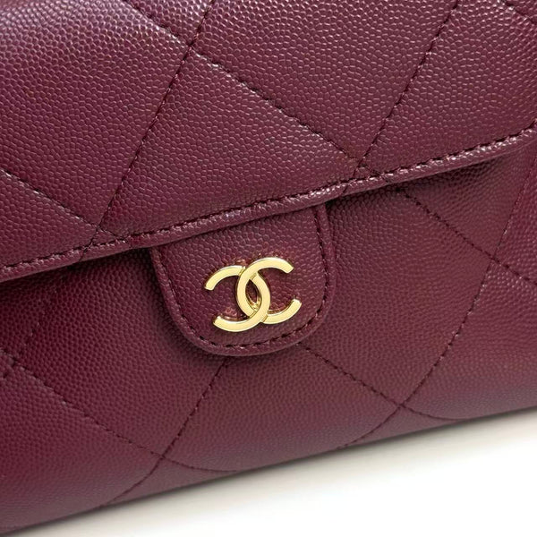 CC 2026 Chanel Small Shopping Bag 24.5cm Burgundy Calfskin