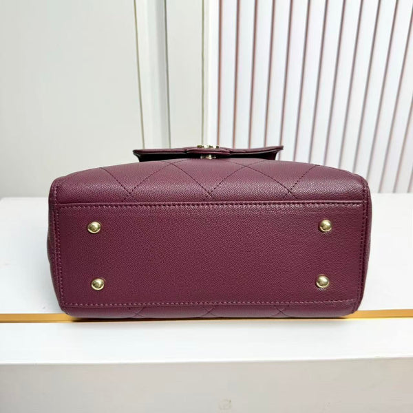 CC 2026 Chanel Small Shopping Bag 24.5cm Burgundy Calfskin
