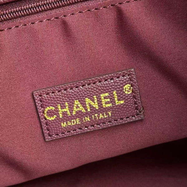 CC 2026 Chanel Small Shopping Bag 24.5cm Burgundy Calfskin
