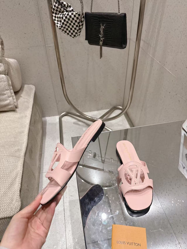 LV Isola Flat Mule Pink Calfskin