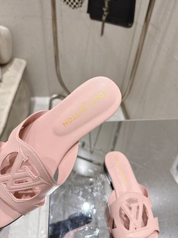 LV Isola Flat Mule Pink Calfskin