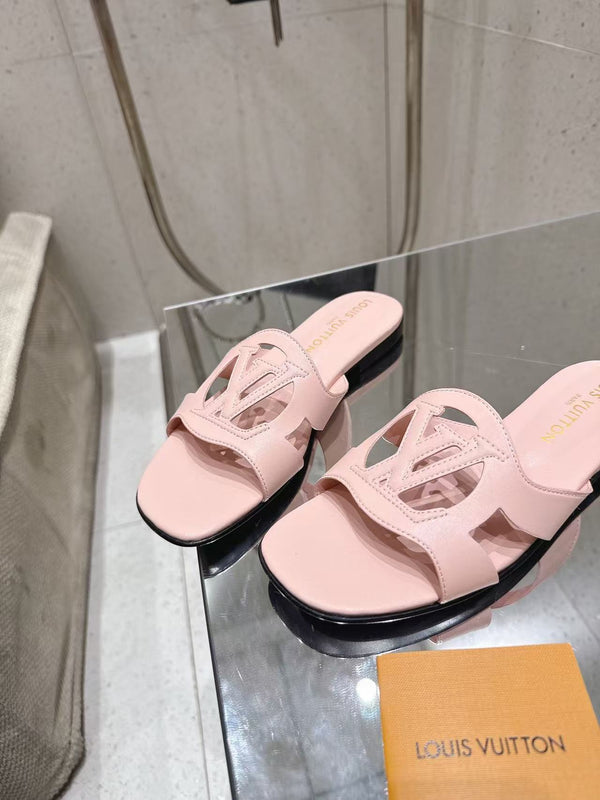 LV Isola Flat Mule Pink Calfskin