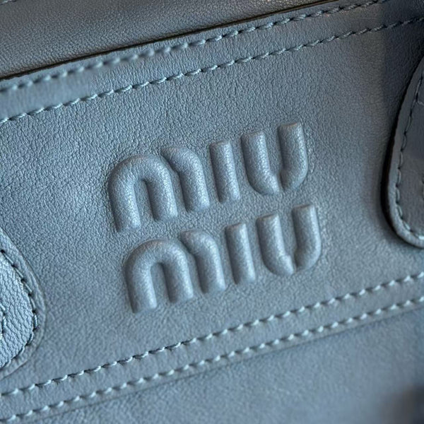 Miu Vivant Bag Blue 28cm Nappa Leather