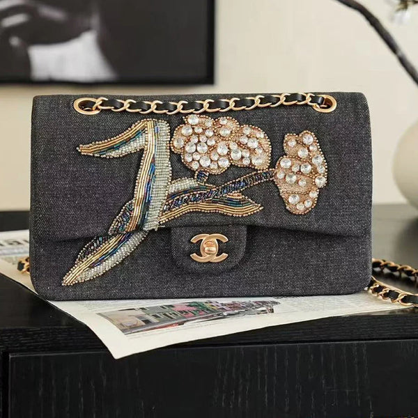CC 2026 Classic 11.12 Bag 25.5cm Denim Leather