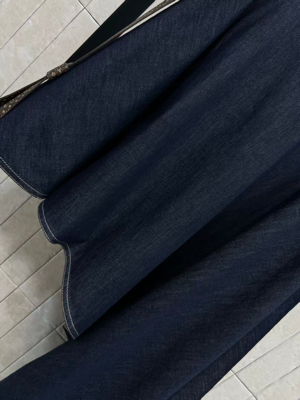LV Asymmetrical Denim Skirt Blue Denim