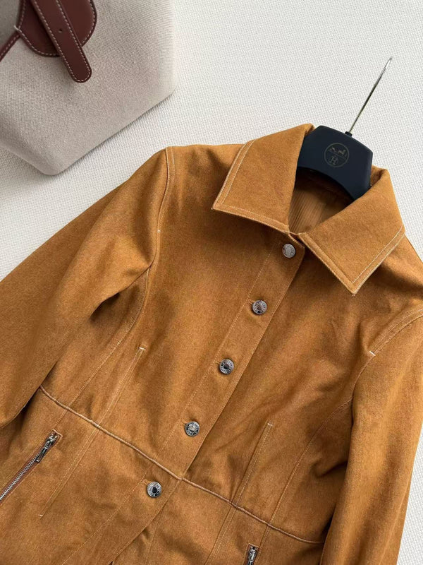 HM Fitted Jacket Caramel Cotton