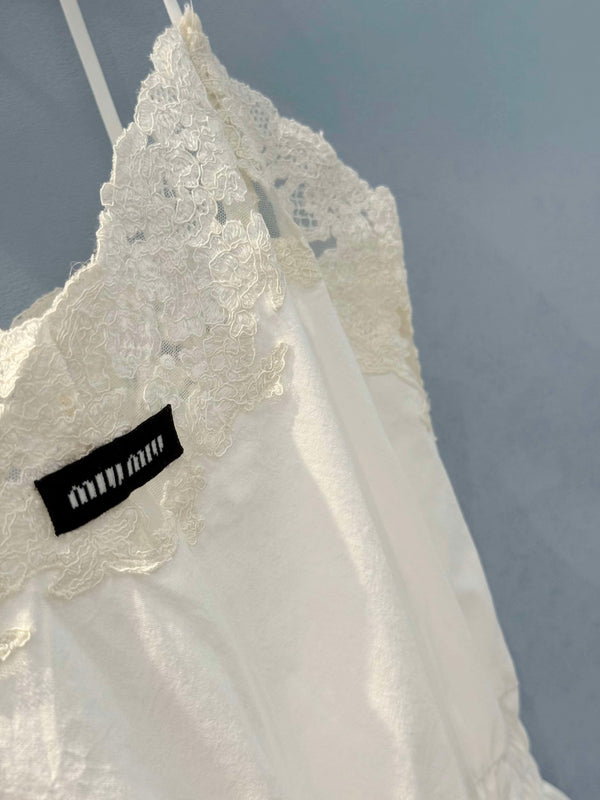 Miu Eyelet Lace Mini Dress White Cotton