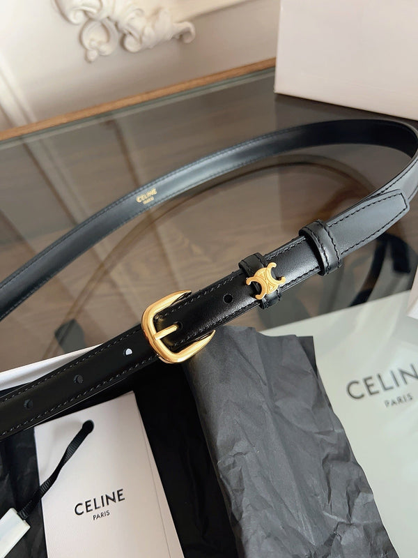 CL MINI 18 MM VIVIENNE BELT IN BLACK CALFSKIN GOLD HARDWARE