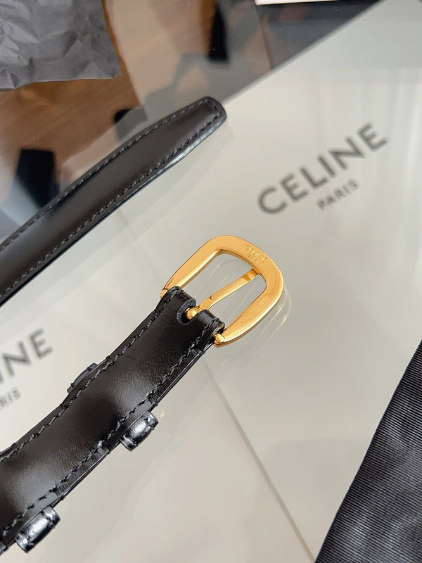CL MINI 18 MM VIVIENNE BELT IN BLACK CALFSKIN GOLD HARDWARE