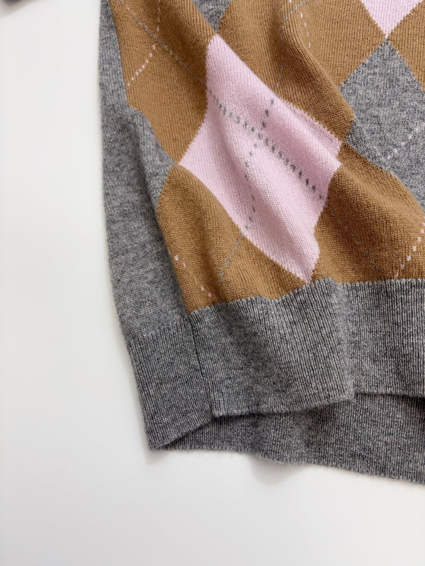 Prad 26 Short-Sleeve Argyle in Grey Cashmere