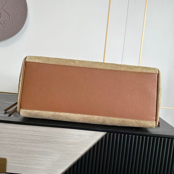 CC Métiers d’Art Shopping Bag 42cm Camel Brown Suede Grained Calfskin