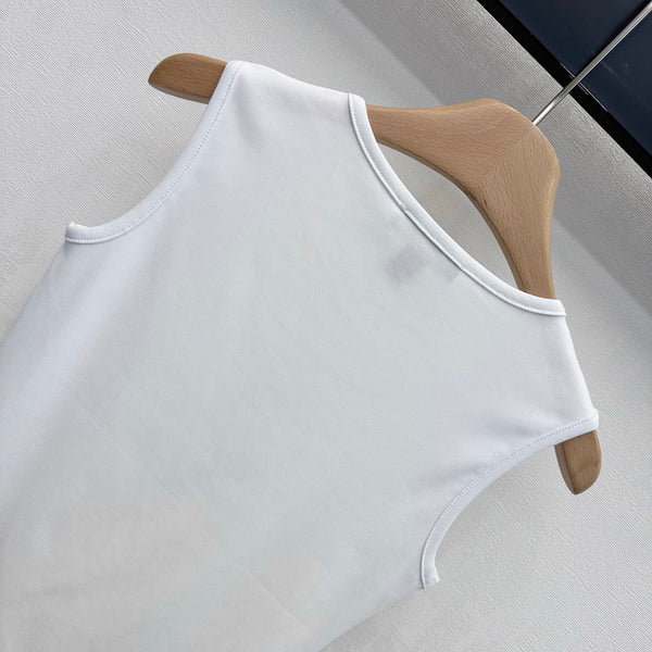 BLLV Ruffle Hem Tank Top in White Cotton