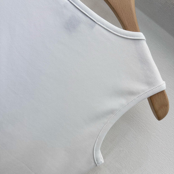 BLLV Ruffle Hem Tank Top in White Cotton