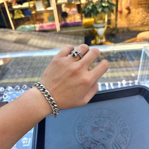 Chrome Plated Cross Silver Ring