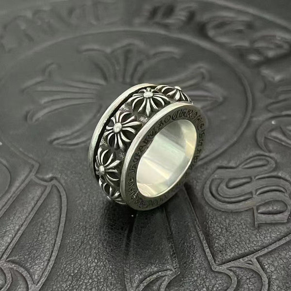 Chrome Cross Spinner Ring