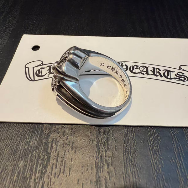 Chrome Diamond Cross Silver Ring