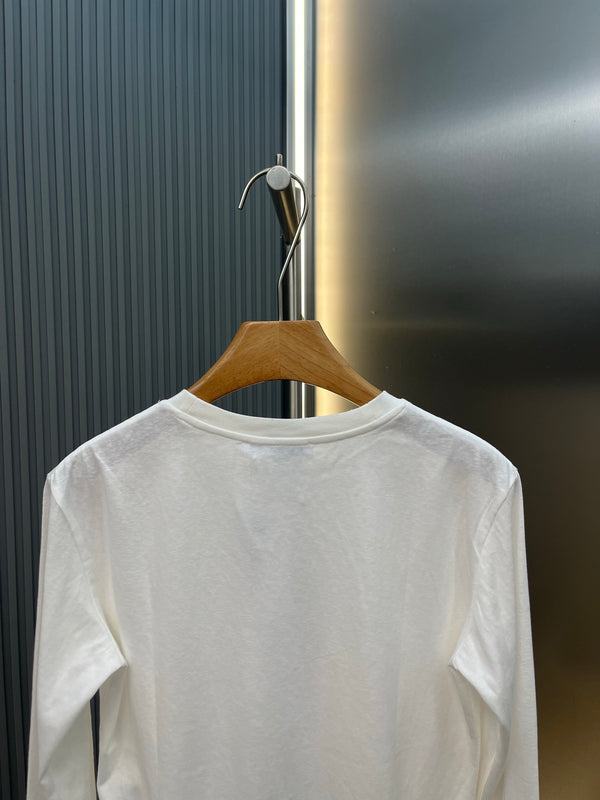 Acne Distressed Logo Long-Sleeve T-Shirt White Cotton