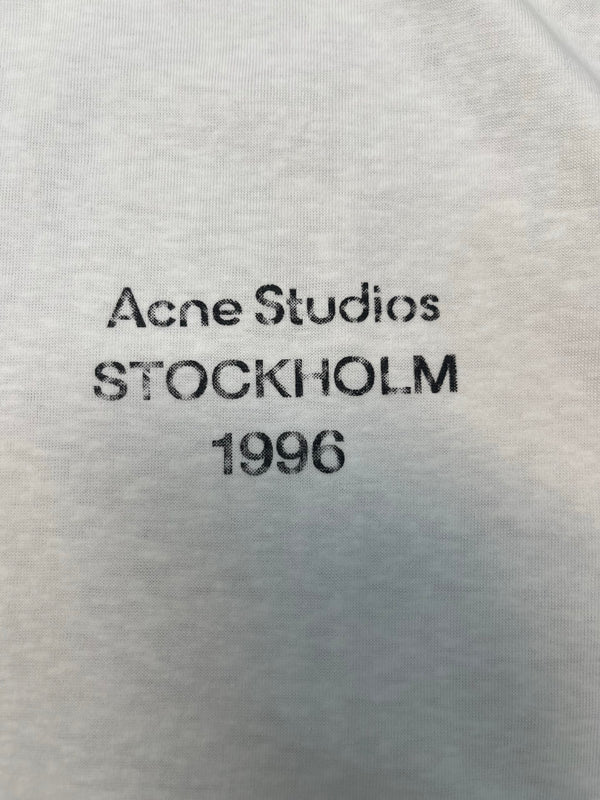 Acne Distressed Logo Long-Sleeve T-Shirt White Cotton