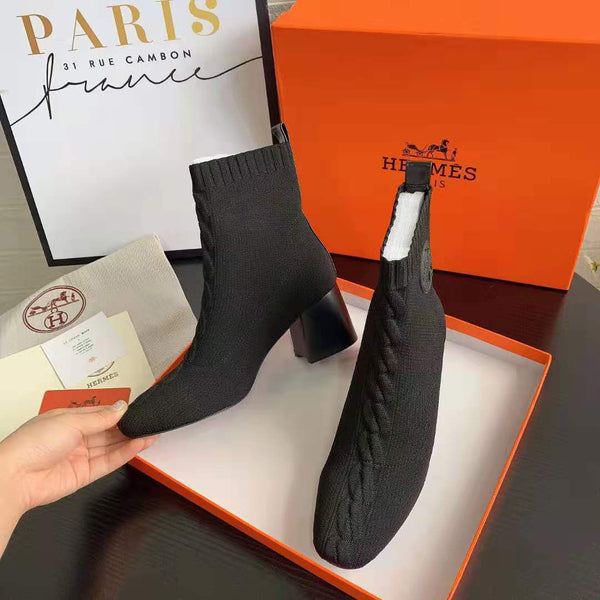 HM Volver Ankle Boot Black Knit Fabric