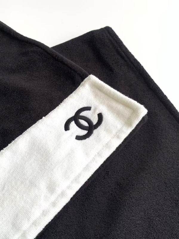 CC Terry Cloth Towel and Bag 3-Piece Set Black In Cotton