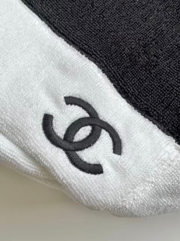 CC Terry Cloth Towel and Bag 3-Piece Set Black In Cotton