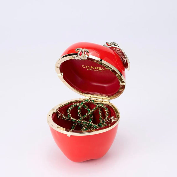 CC Métiers d'art 2026 Apple Minaudière Bag Red Lacquered Metal