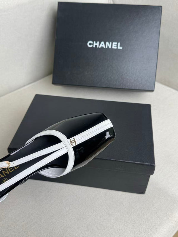 CC Mary Janes Black White Patent Leather