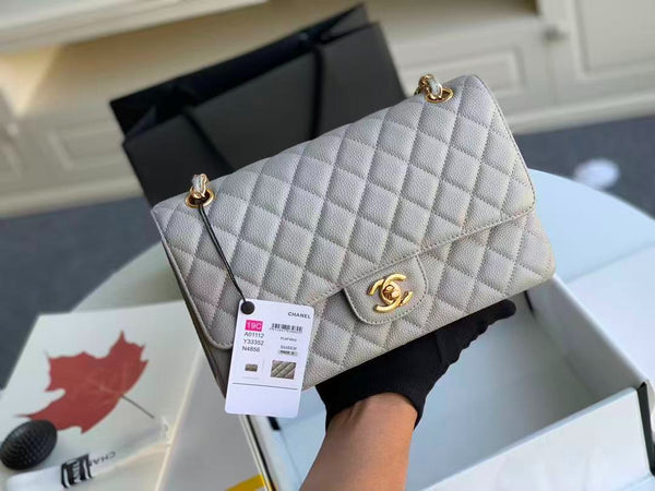 flap bag medium 25 grey caviar ghw