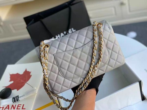 flap bag medium 25 grey caviar ghw