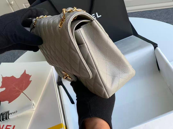 flap bag medium 25 grey caviar ghw