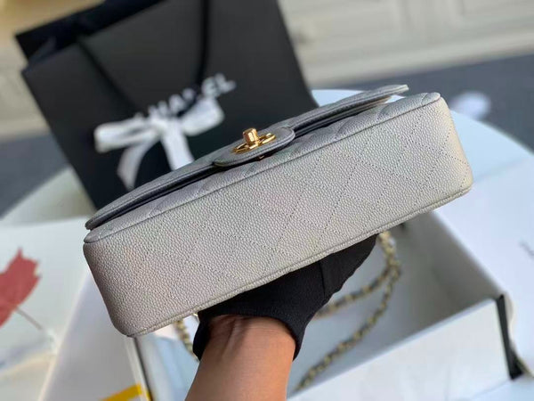 flap bag medium 25 grey caviar ghw