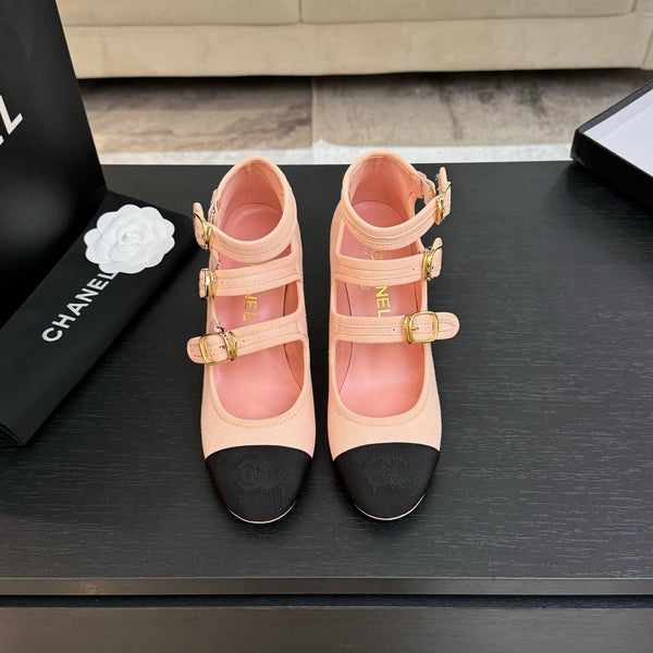CC 25S Mary Jane 70mm Triple Strap Fabric Grosgrain