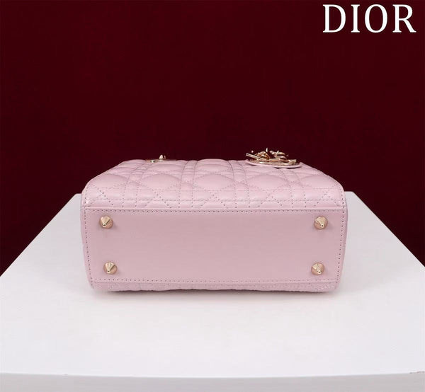 CD Medium Lady Dior 24 Bag Light Pink Lambskin