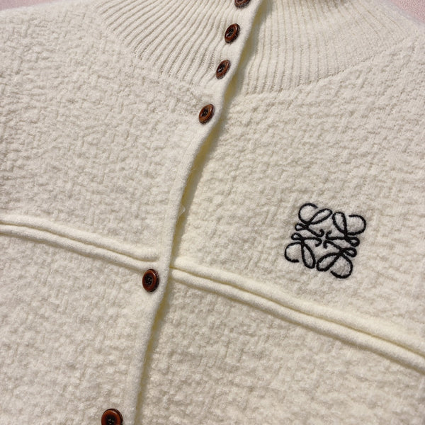 Loewe 2025 Cardigan White and Grey Wool 327437