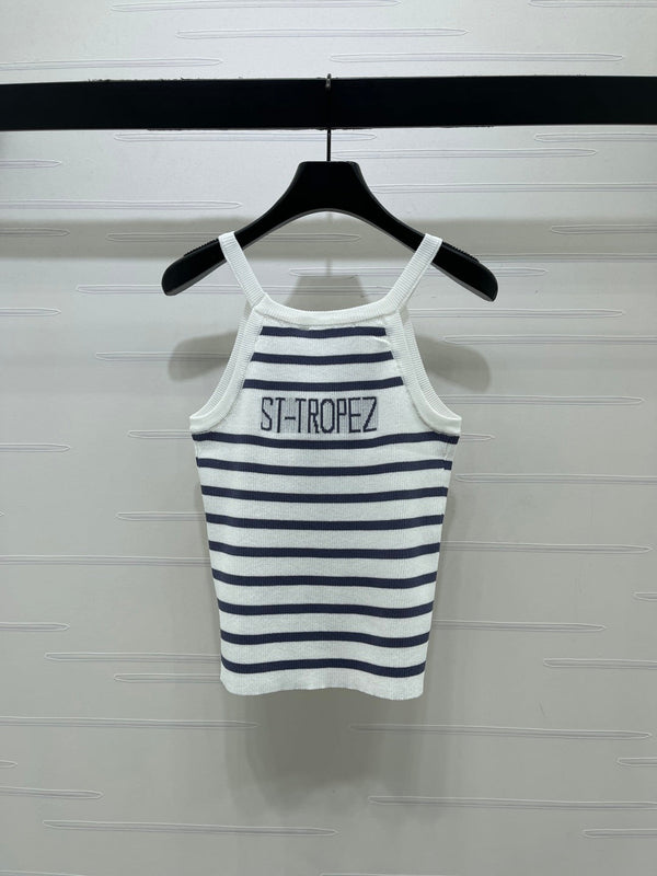 CD 26 Striped Rhinestone Knit Vest in Nylon 385416
