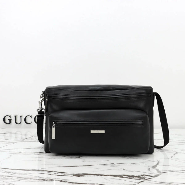 GG 2026 Tag Large Crossbody Bag Black Calfskin